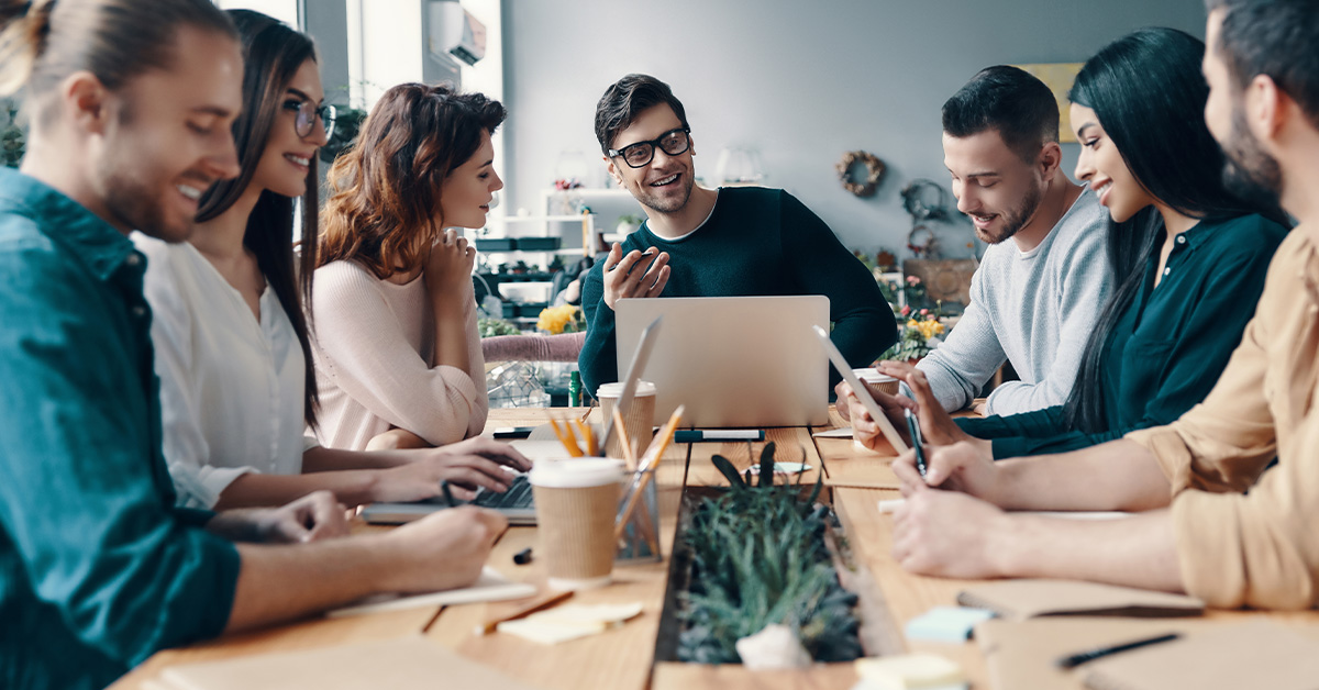 a team having a meeting
